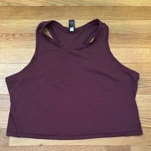 Yogalicious Burgundy Racerback Workout Crop Tank Top